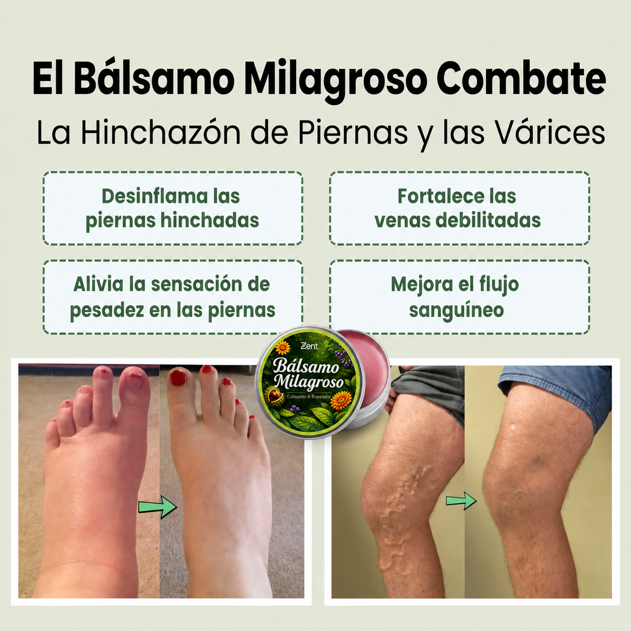 Bálsamo Milagroso - Efecto Frío para Piernas Cansadas Hecho en Argentina