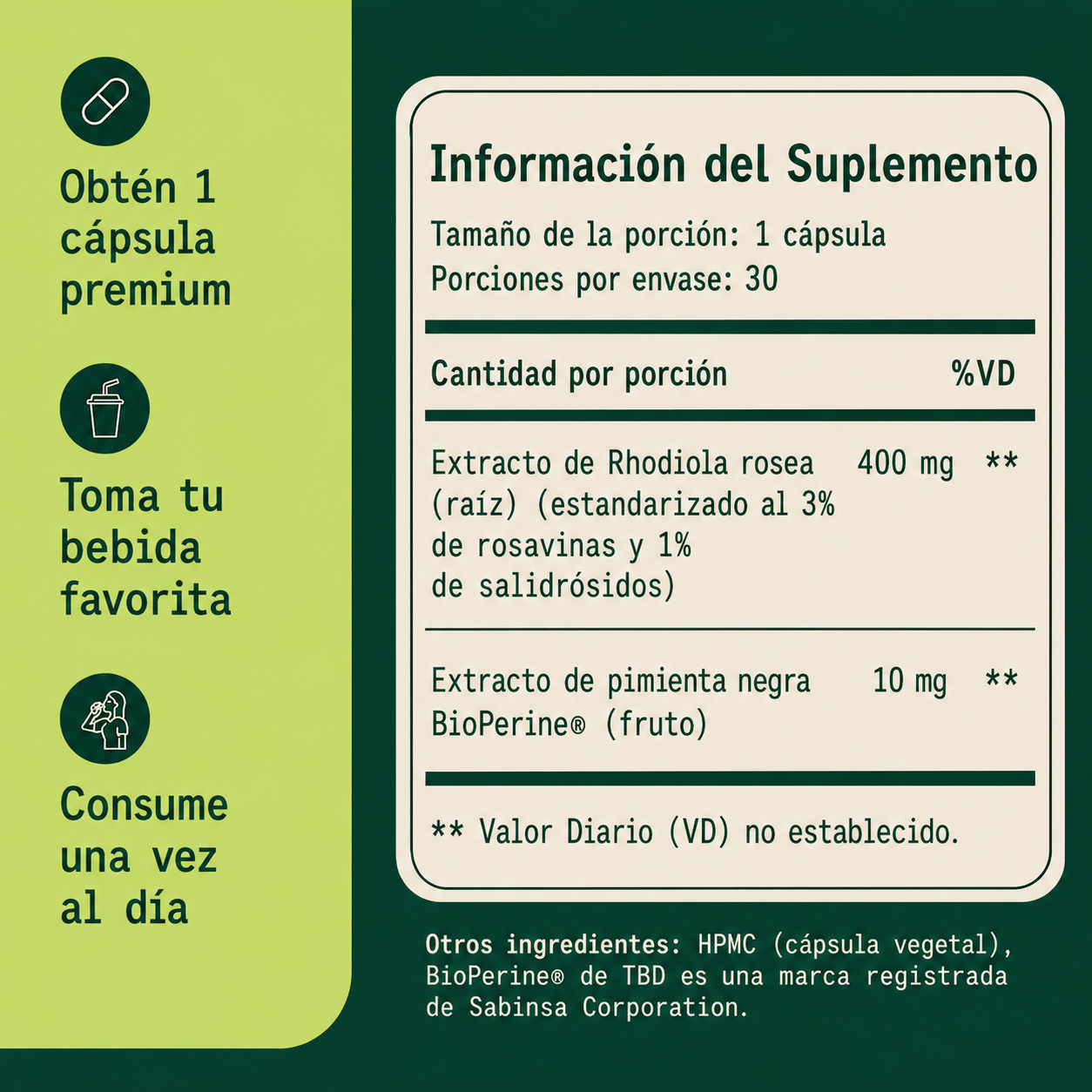 Rhodiola Rosea - Adaptógeno Natural Hecho en Argentina [400mg]