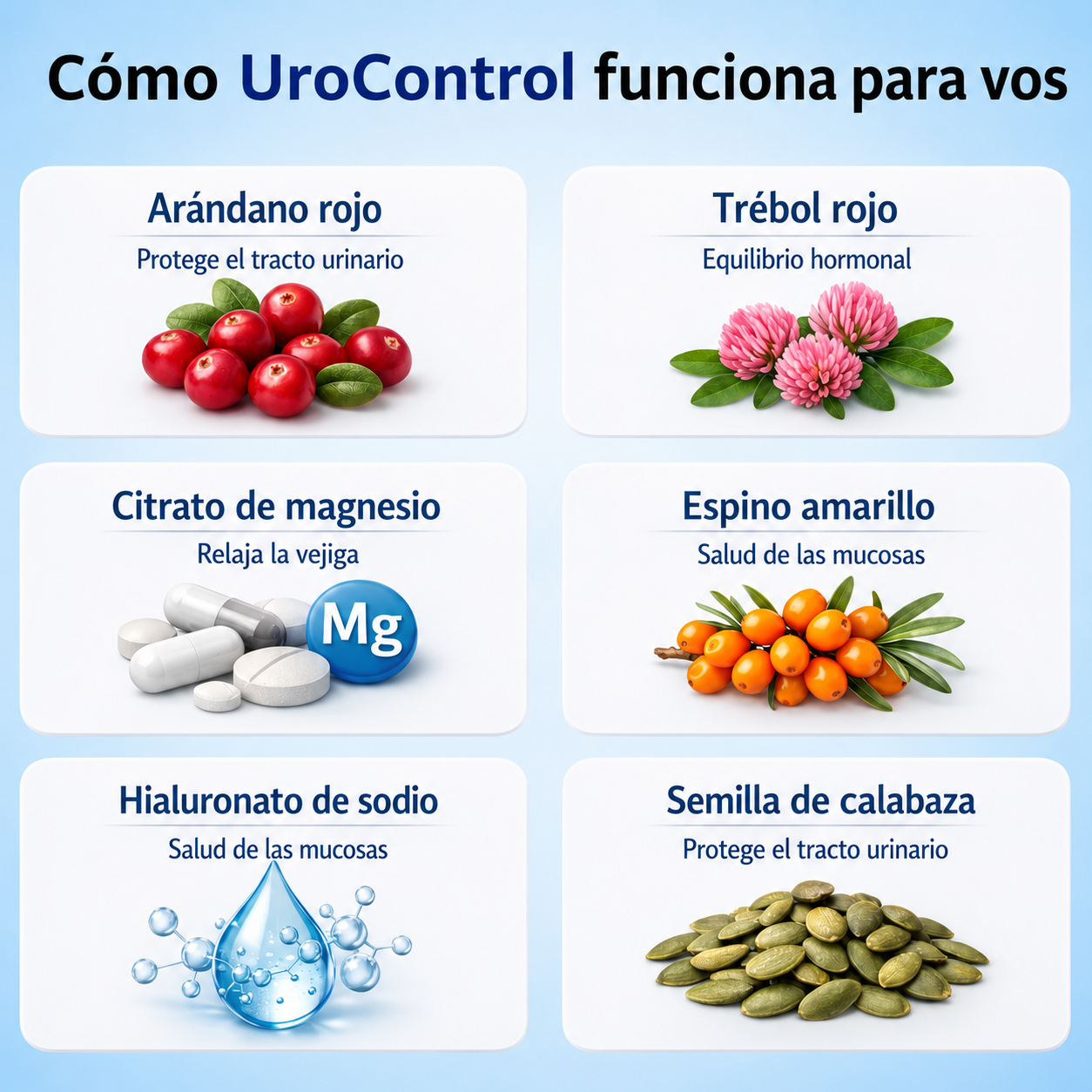 UroControl — Apoyo natural para el control de la vejiga, la urgencia y los viajes nocturnos al baño