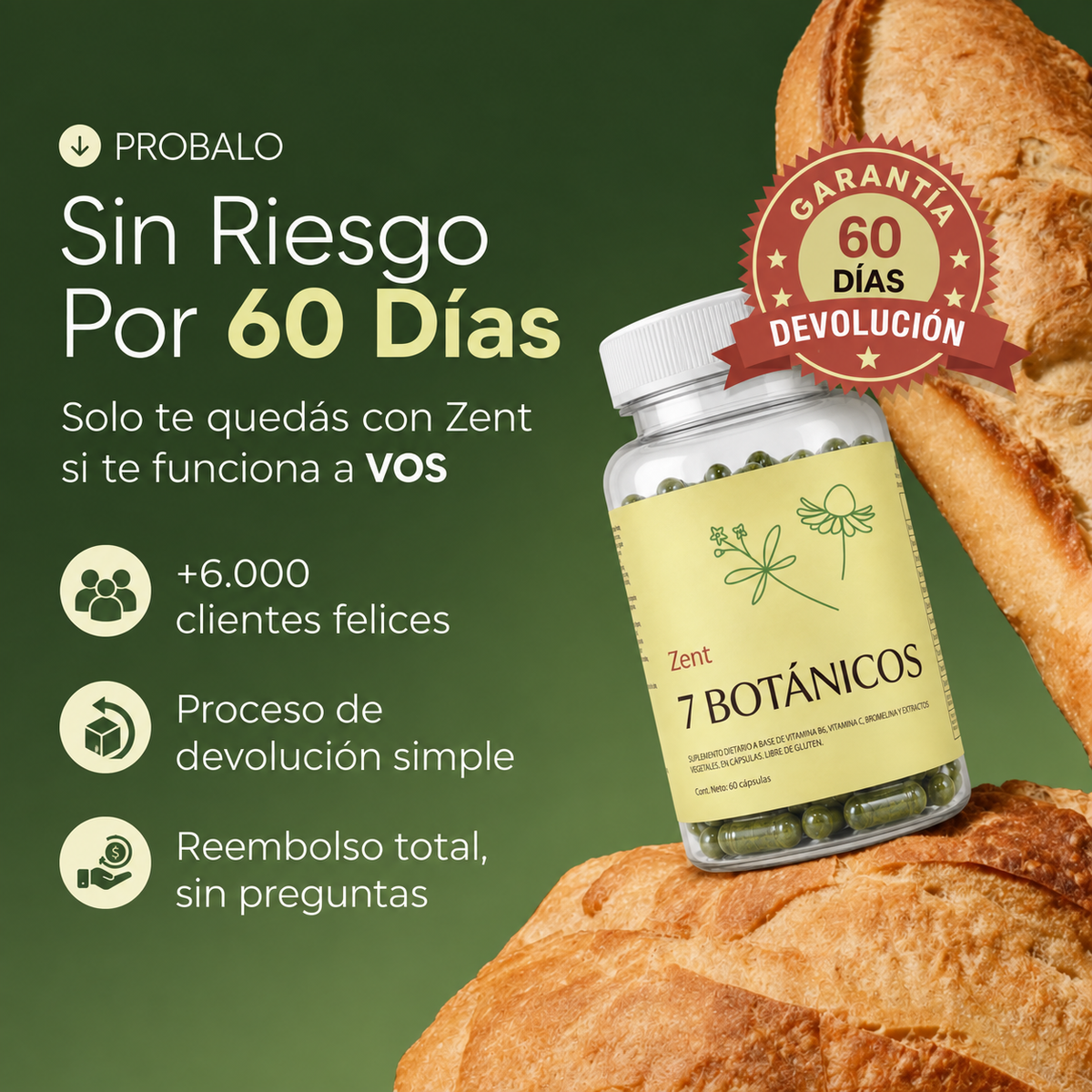 Nueva Fórmula · 7 Botánicos | Cápsulas de Drenaje Linfático by Zent™