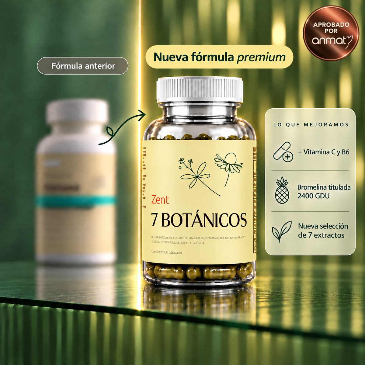 Nueva Fórmula · 7 Botánicos | Cápsulas de Drenaje Linfático by Zent™